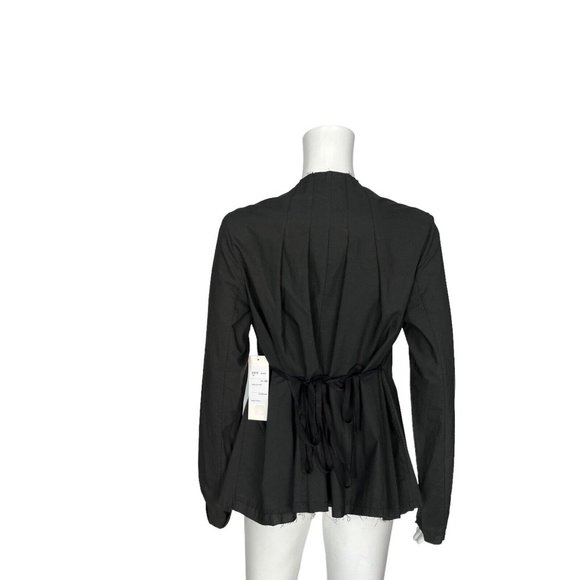NWOT $590 Marc Le Bihan Black Long Sleeve Cotton Blouse French sz 40 US sz 8 - Picture 5 of 10